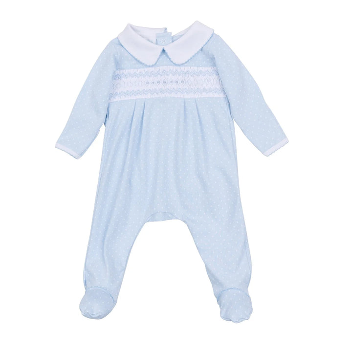 Luca's Classic Smocked Footie - Light Blue
