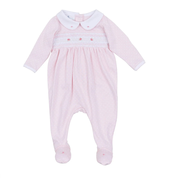 Mia's Classic Smocked Embroidered Footie - Pink