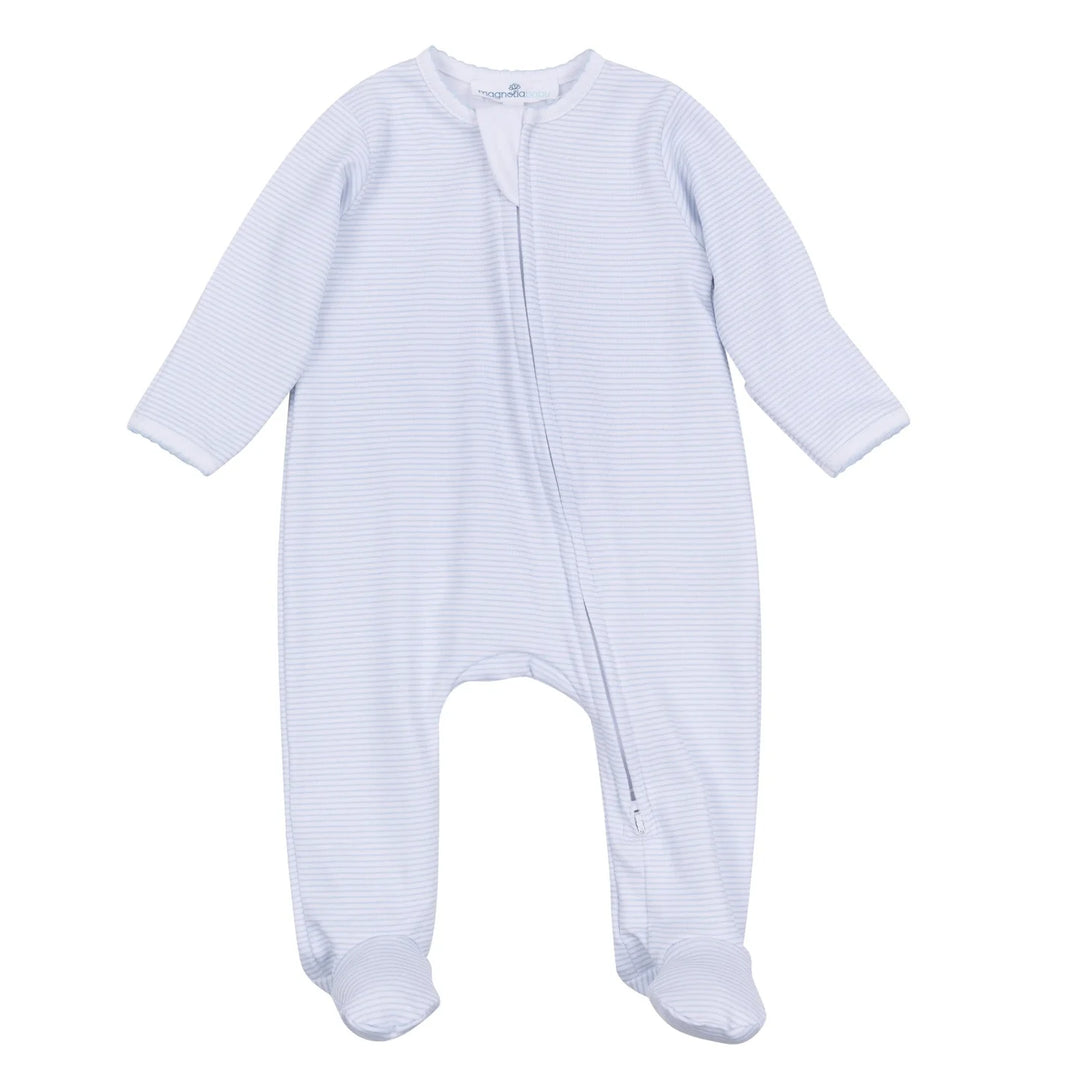 Baby onesie with long sleeves and legs on a white background
