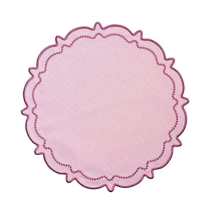 Pink Embroidered Placemat with Darker Pink Trim