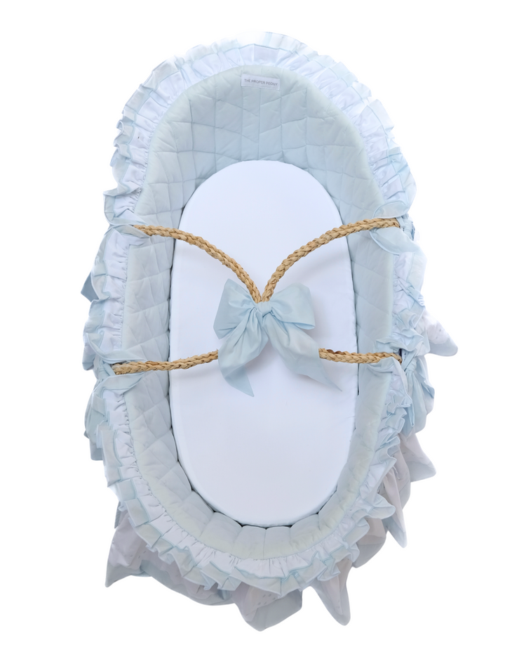 The Proper Peony Moses Basket - Blue