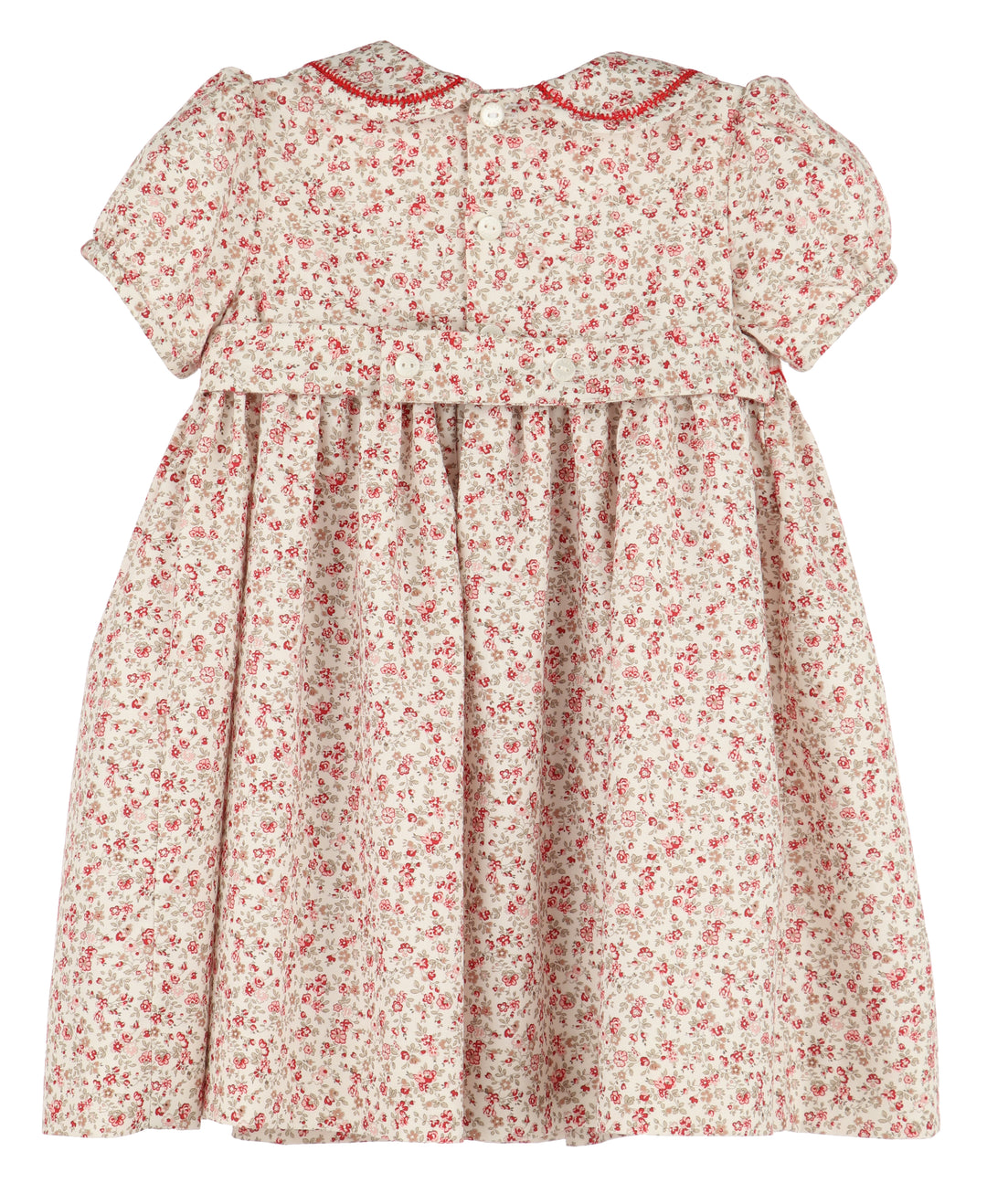 Luli & Me Red Mulberry Floral Smocked Dress