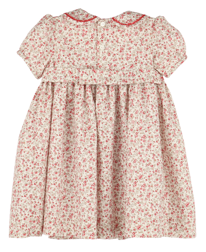 Luli & Me Red Mulberry Floral Smocked Dress