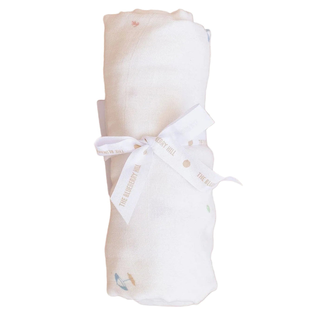 rolled up beach theme swaddle blanket