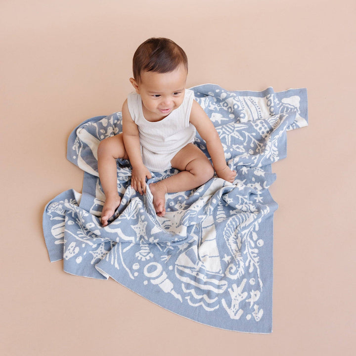 Nautical Summer Ocean Blue Organic Cotton