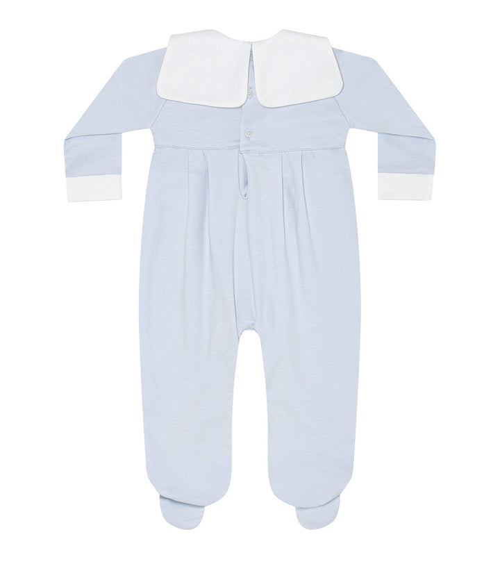 Nellapima Blue Embroidered Rocking Horse Pima Cotton Footie