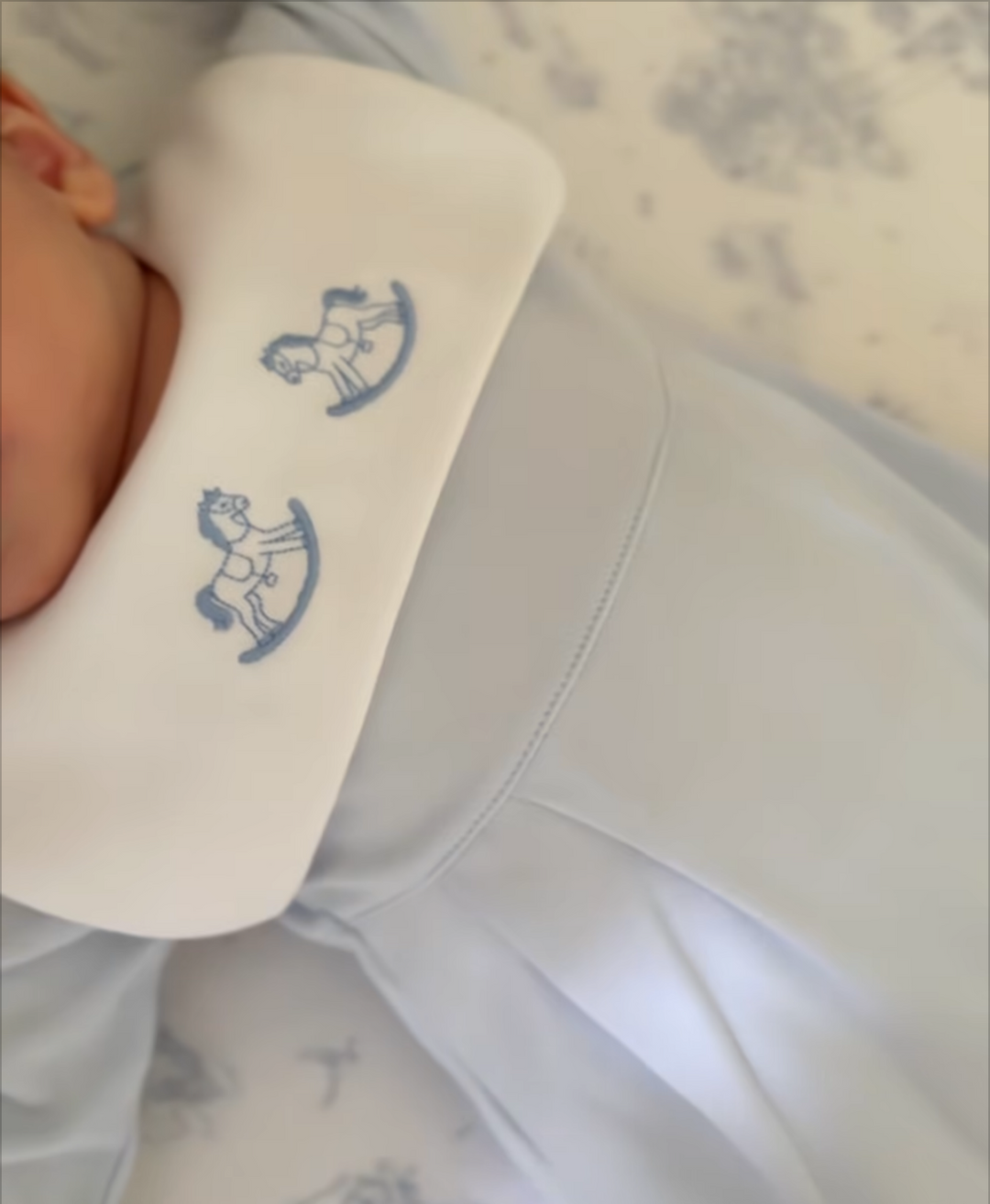 Nellapima Blue Embroidered Rocking Horse Pima Cotton Footie