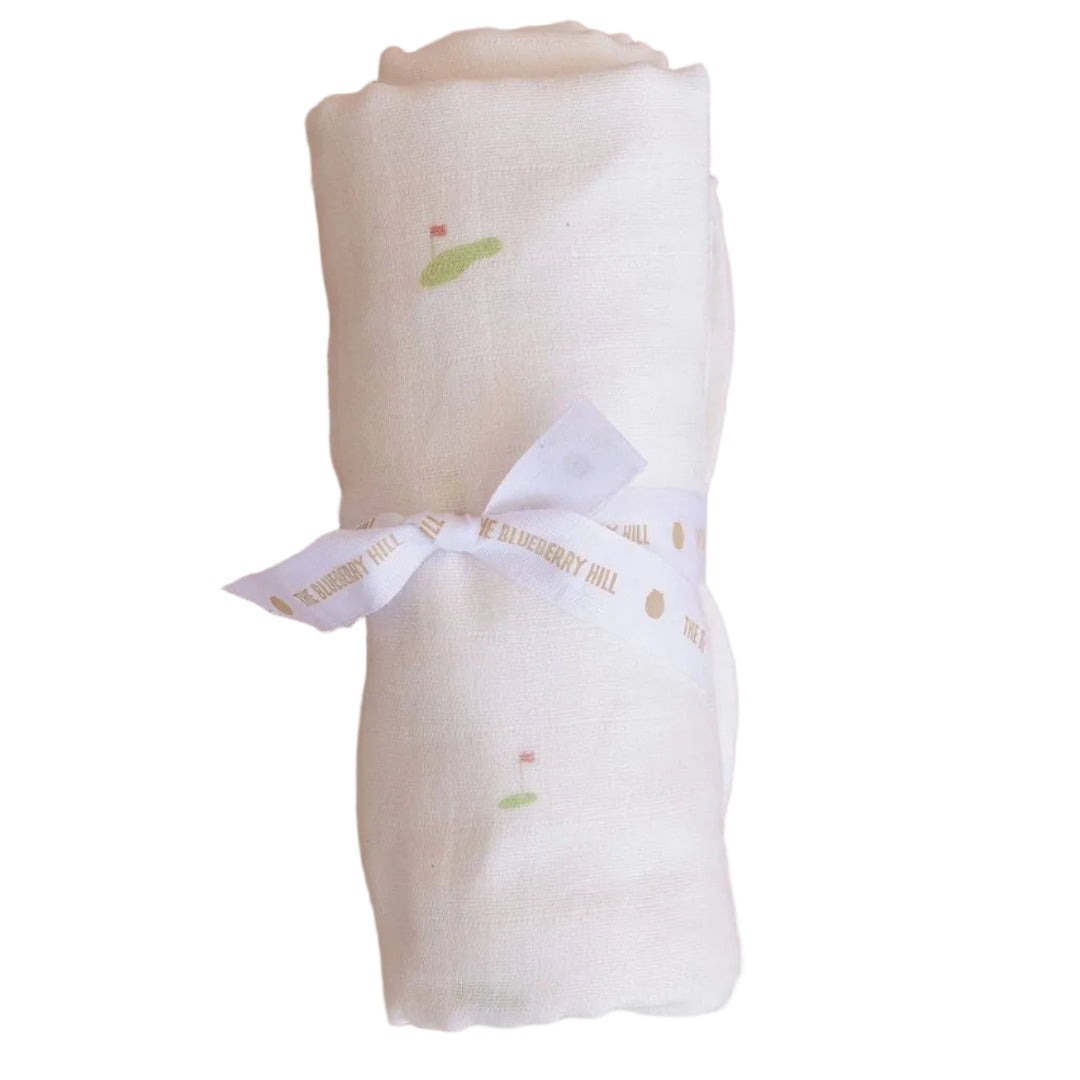 Rolled golf print baby swaddle