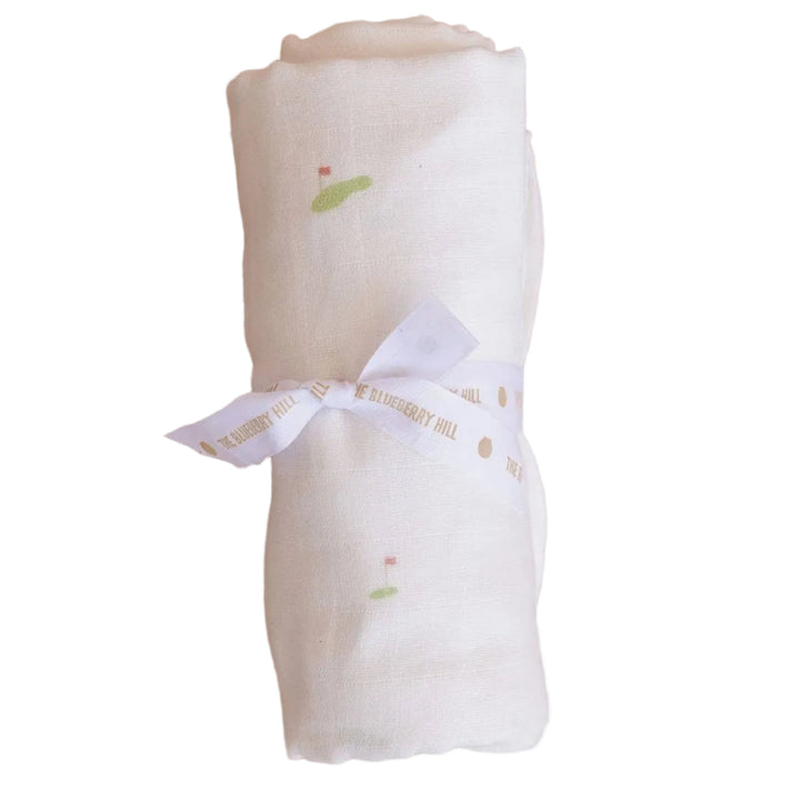 Rolled golf print baby swaddle