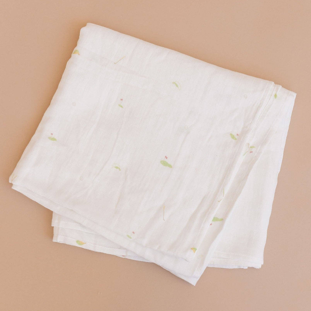 golf print organic cotton muslin swaddle 