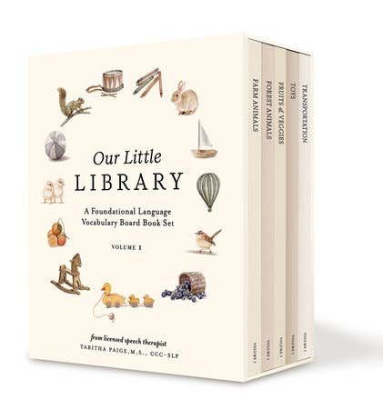 Set of books titled 'Our Little Library' on a white background