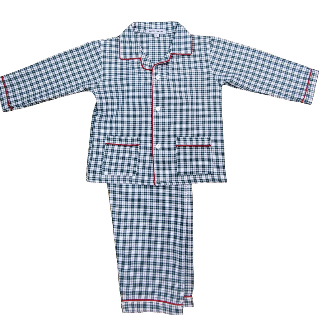 Green Plaid with Red Trim Toddler Pajama Set