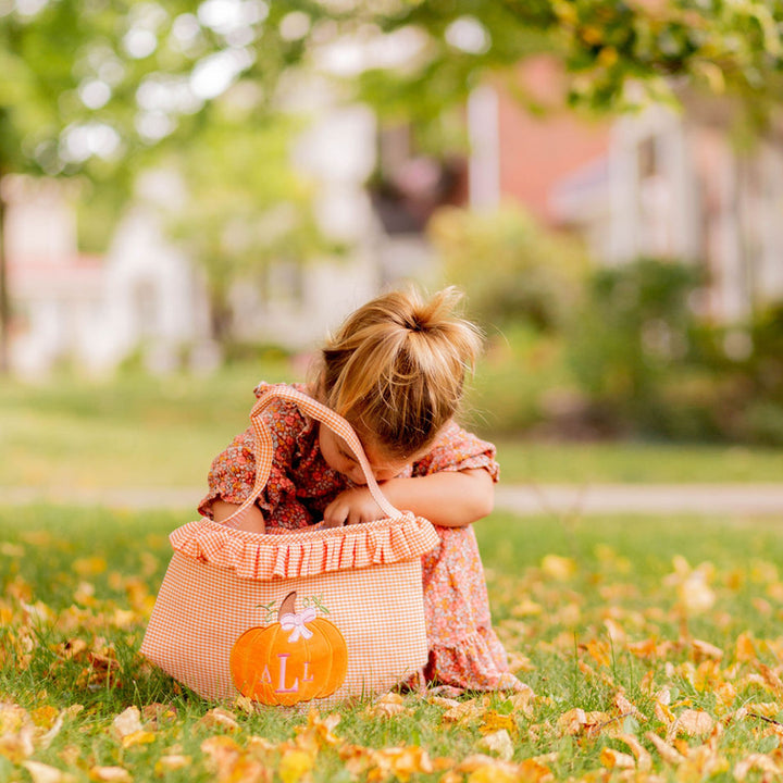 Bits and Bows Ruffle Pumpkin Trick-or-Treat Tote