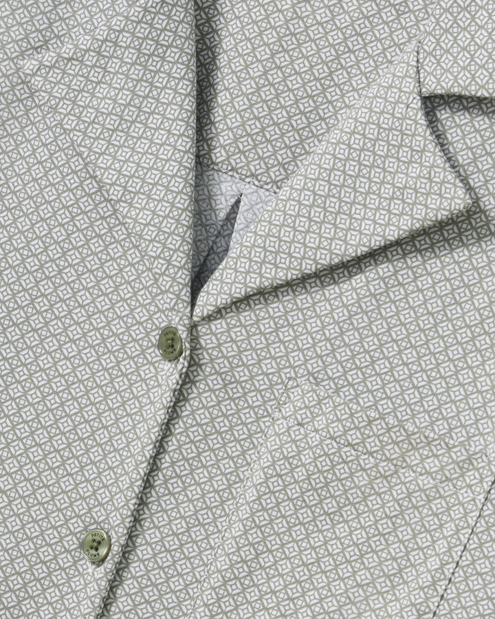 Petite Plume The Olivia Wide Leg Lightweight Pima Pajama Set in Sage Geo