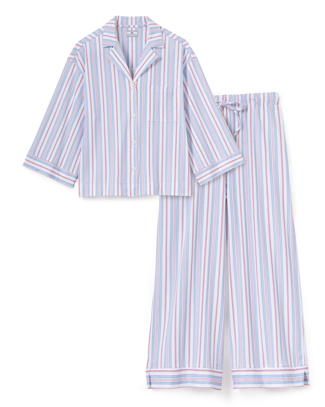 Women's Olivia Wide Leg Pajama Set in Vintage French Stripes