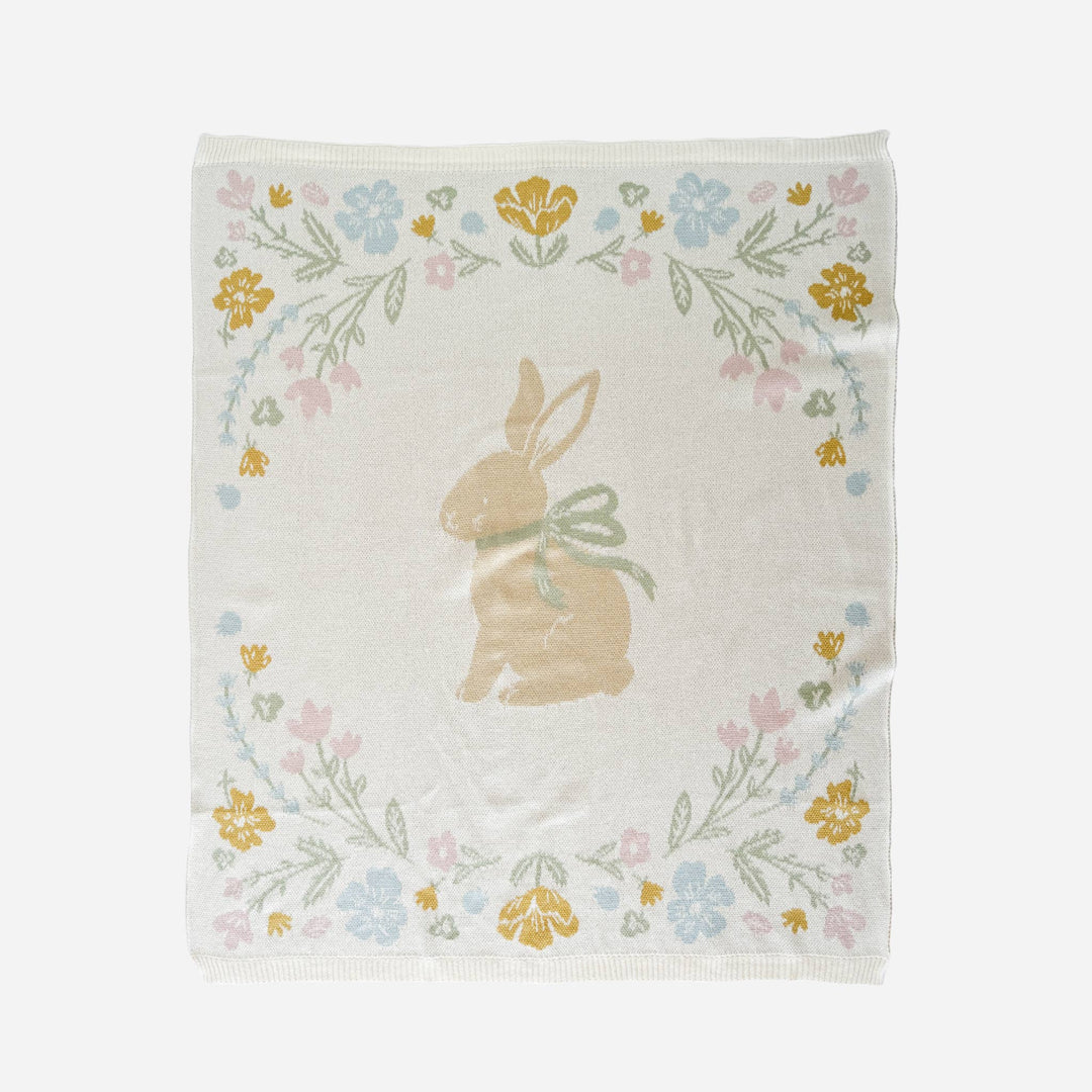 Decorative Baby Blanket with floral and bunnies