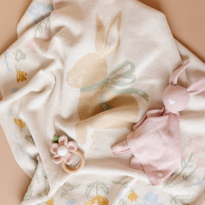 Pastel Bunny Heirloom Cotton Baby Blanket