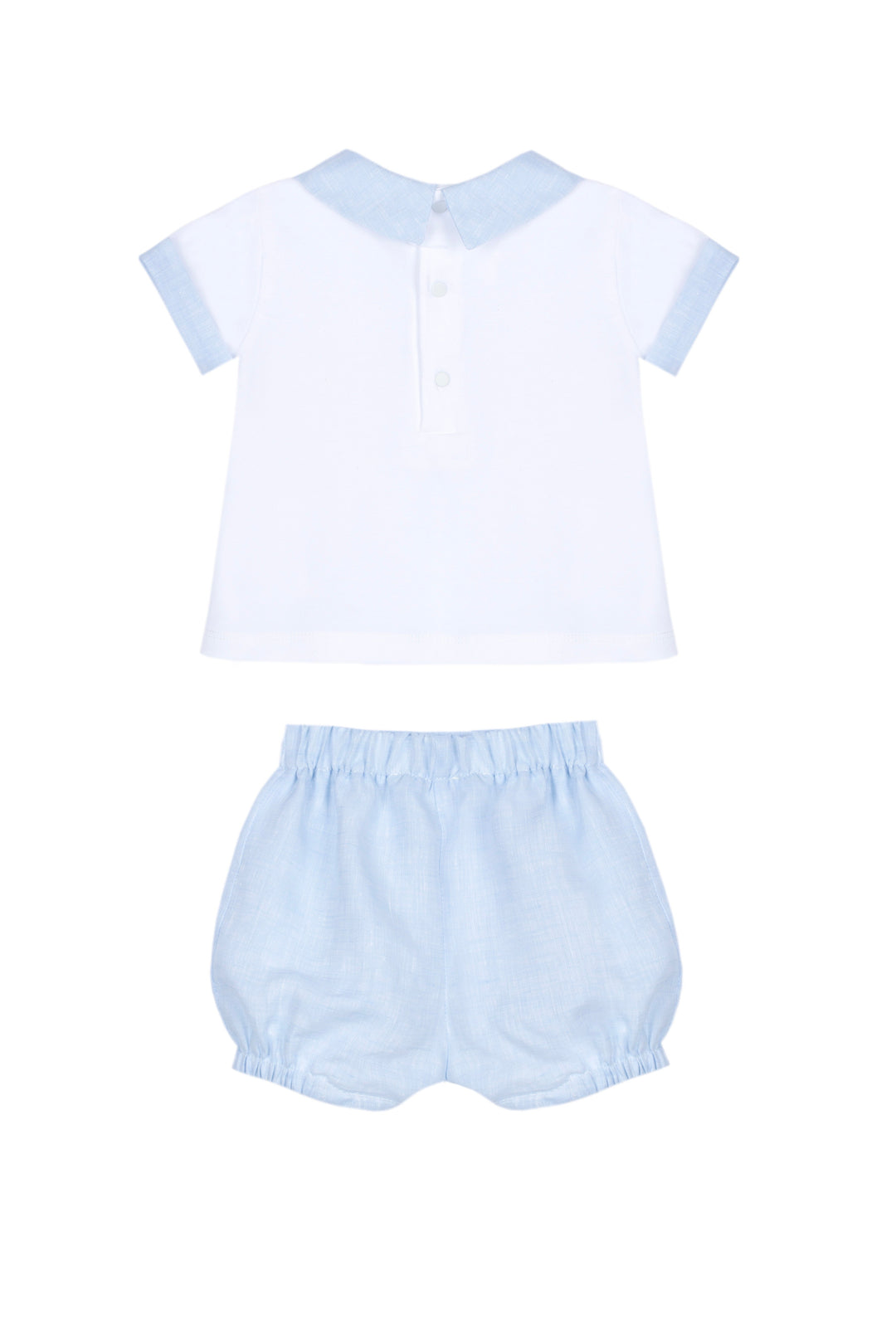 Patachou Baby Boys Peter Pan Collar Shirt & Bloomer Set - Baby Blue