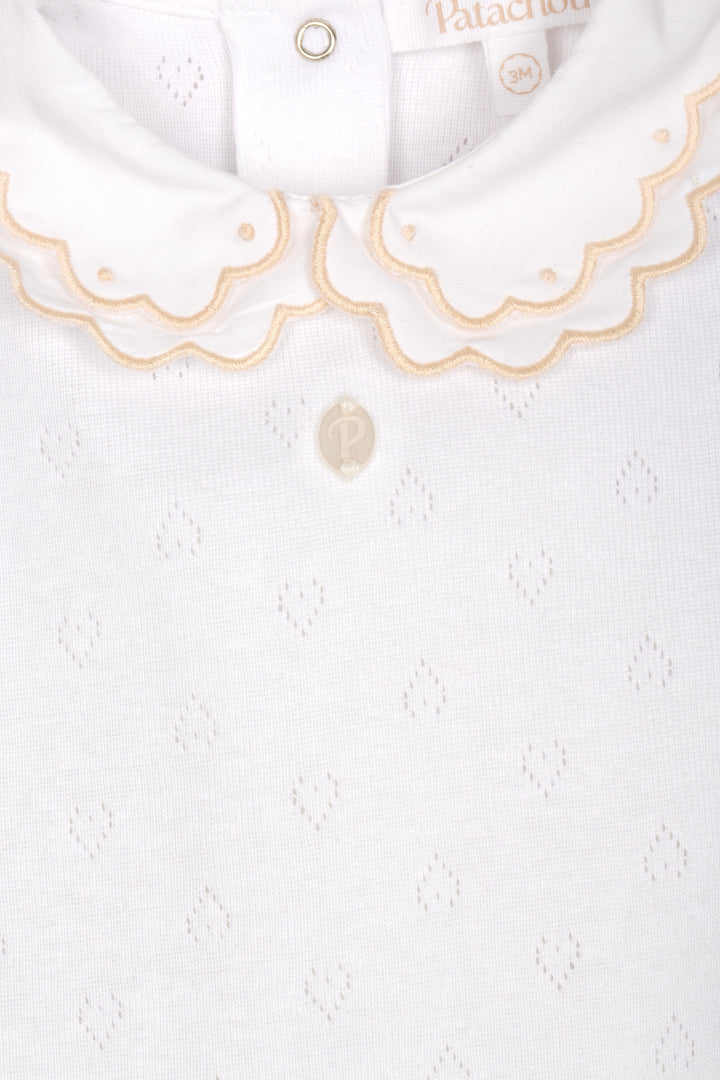 Baby Onsie with Embroidered Scallop Neck