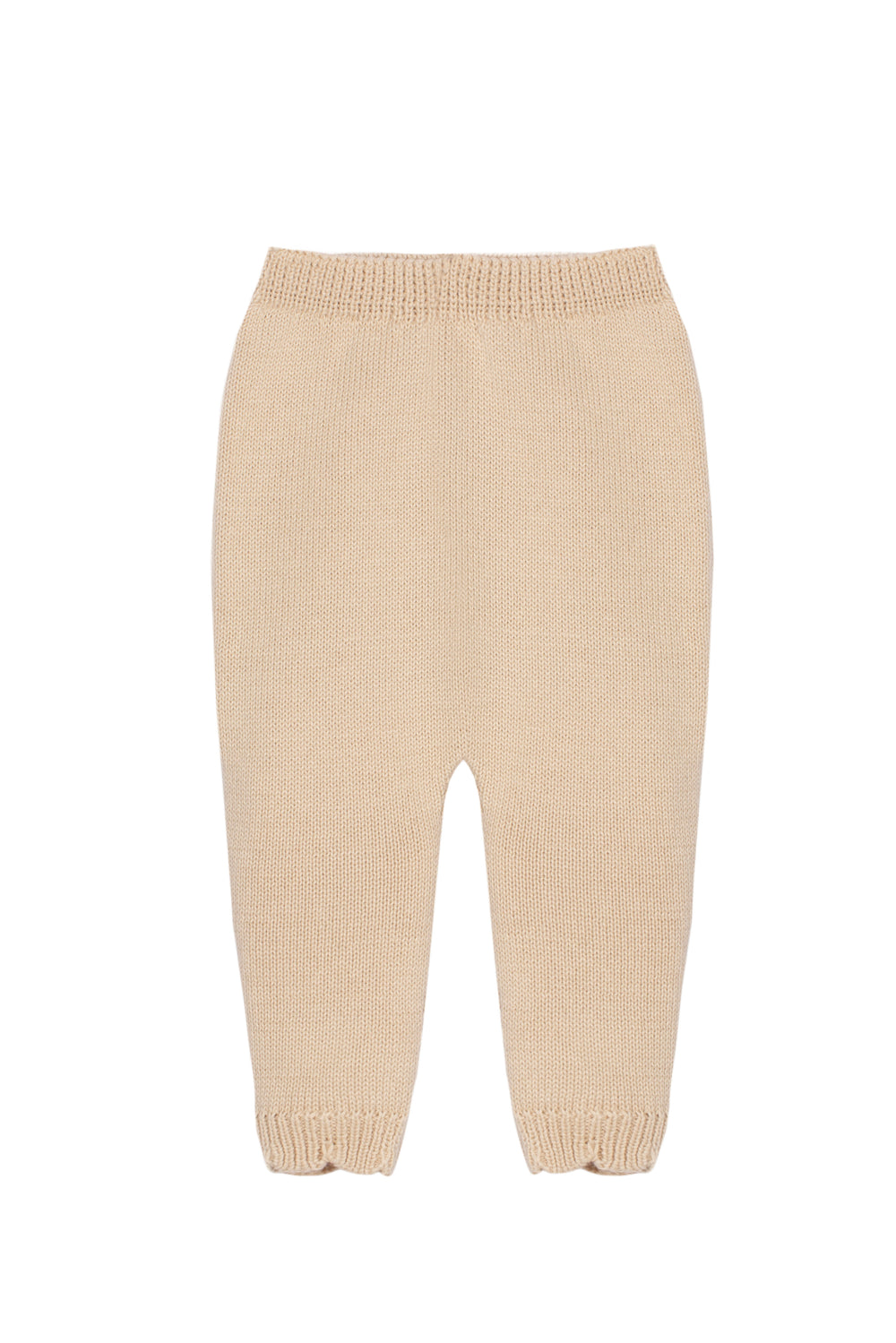 Beige knitted pants on a white background