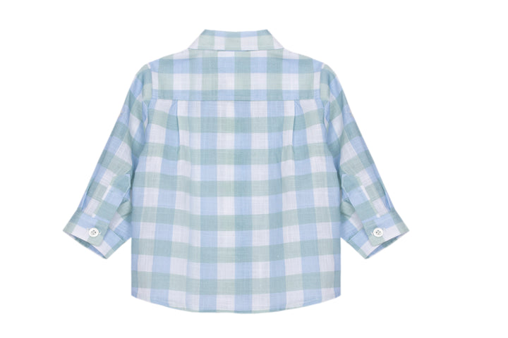 Patachou Boys Green and Blue Checkered Woven Shirt