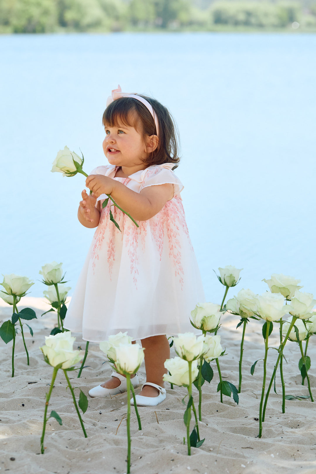 Patachou-Girls Pink Chiffon Floral Dress