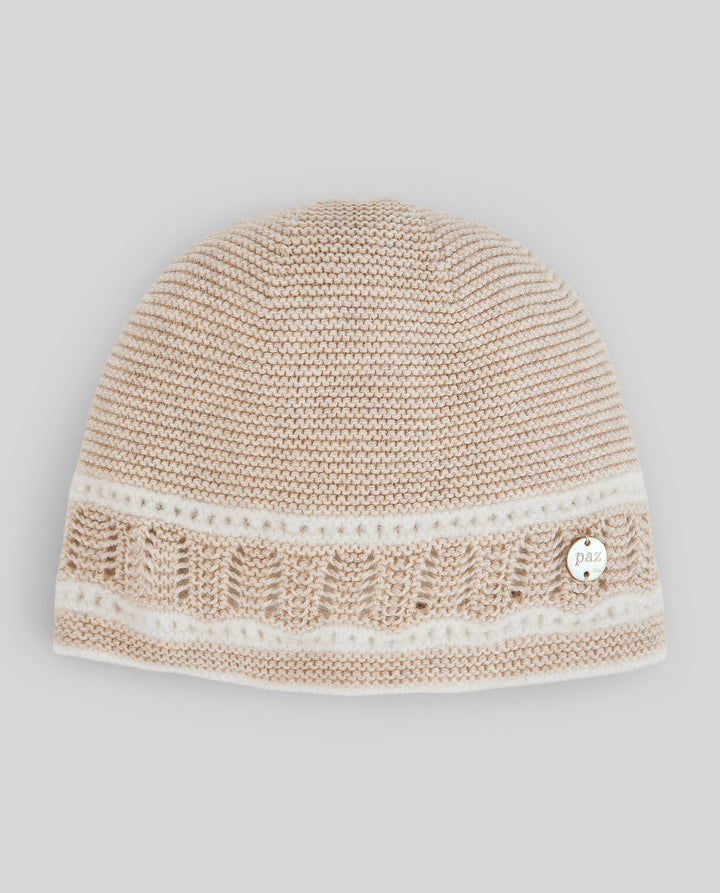 Paz Rodriguez Light Brown Knit Baby Boy Hat