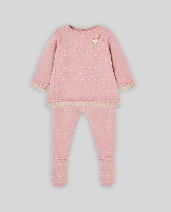 Powder Pink Knit Coming Home Baby Set
