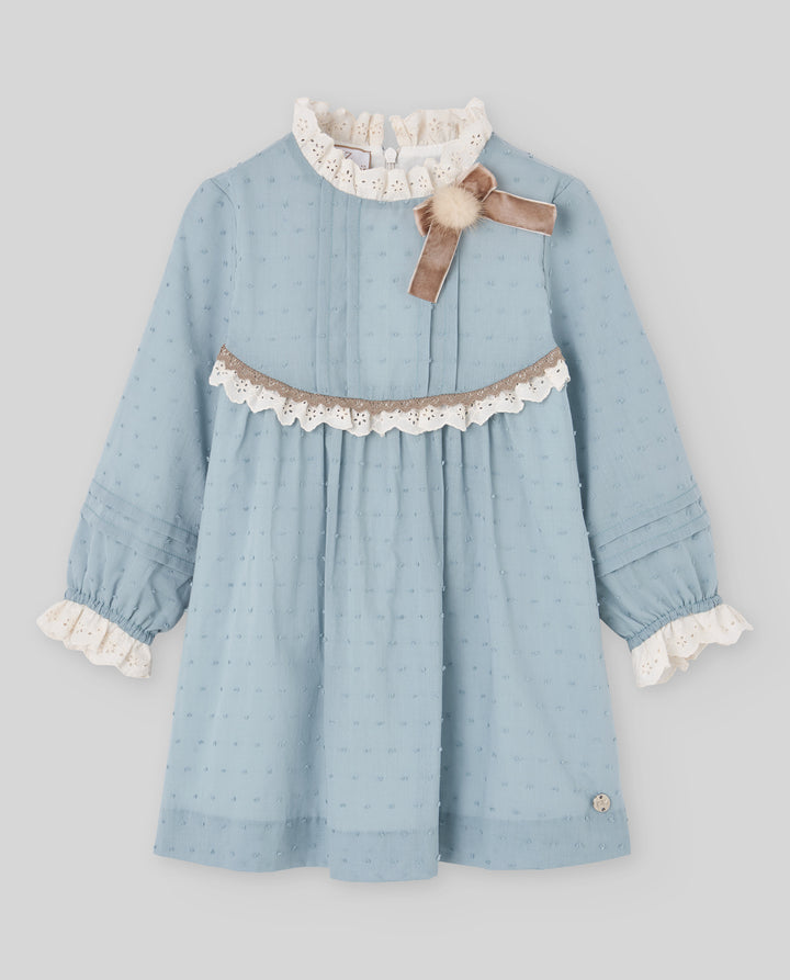 Paz Rodriguez Mineral Blue Swiss Dot Dress