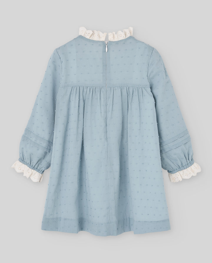Paz Rodriguez Mineral Blue Swiss Dot Dress
