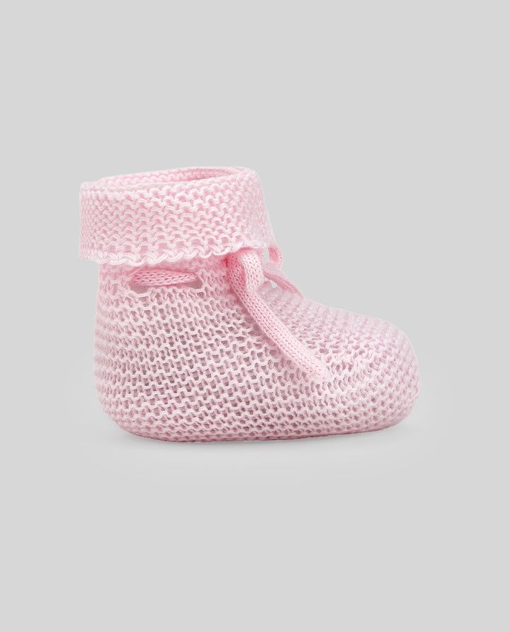 Paz Rodriguez Chalk Pink Cotton Newborn Booties