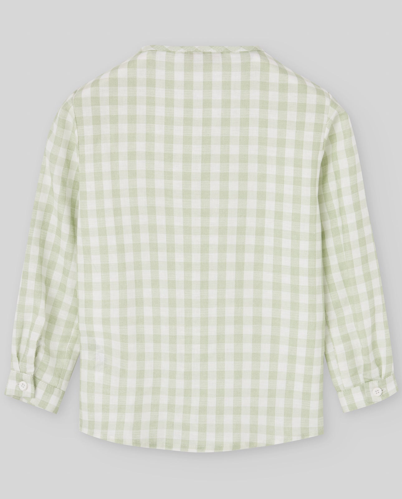 Paz Rodriguez Light Green Gingham Print Shir | Gardenia Home Paz Rodriguez Light Green Gingham Print Shir | Gardenia Home