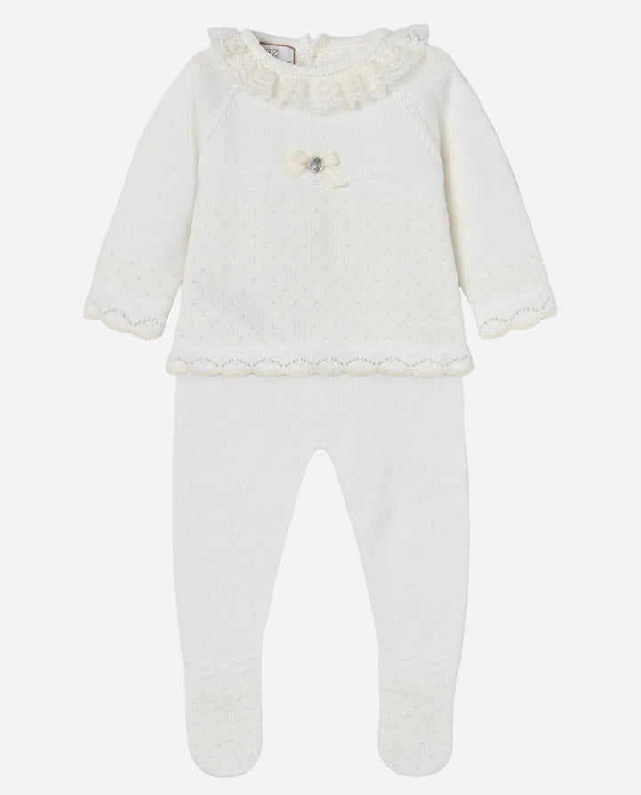 Baby Girl 2 piece Lace newborn set on white background