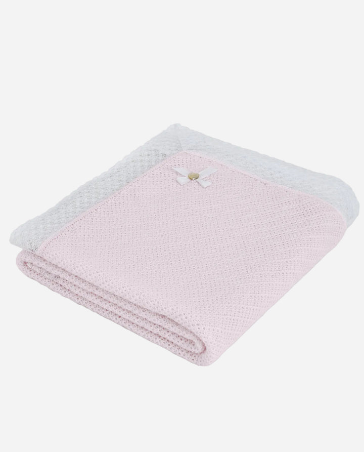 Pink Folded Newborn Blanket with lace Trim