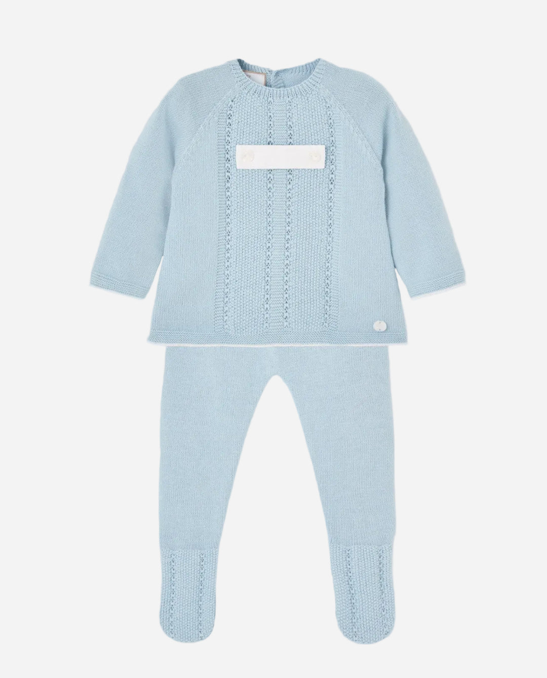 Baby Newborn Knit Set on Light Gray Background