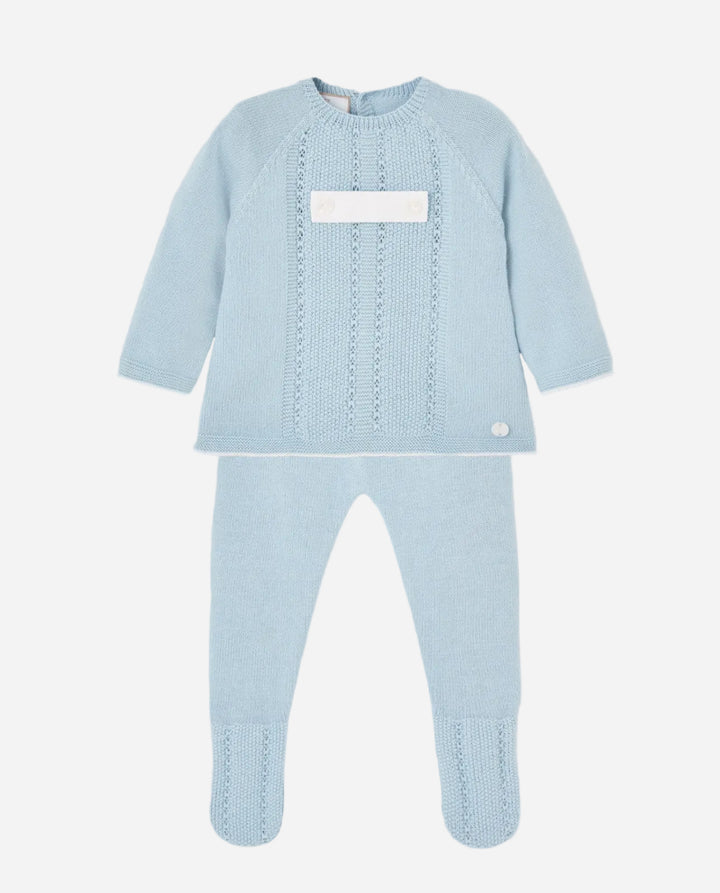 Baby Newborn Knit Set on Light Gray Background