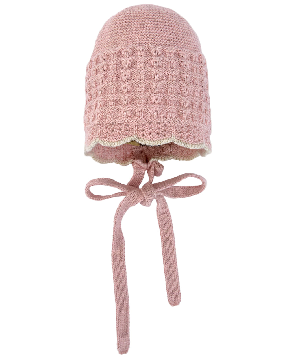 Pink Baby Bonnet with crochet details