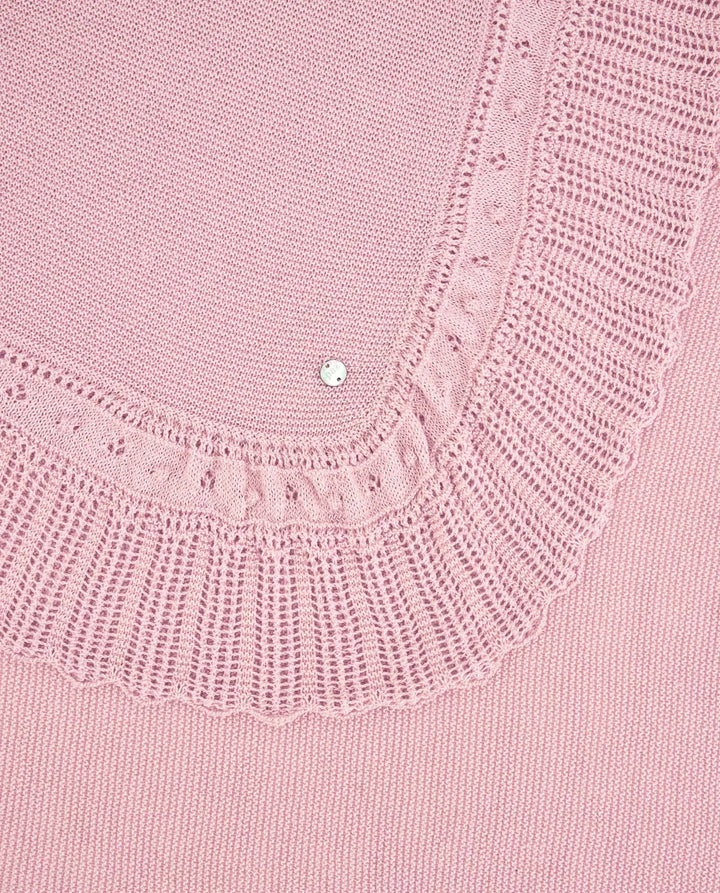 Paz Rodriguez Pink Alegra openwork knitted baby blanket
