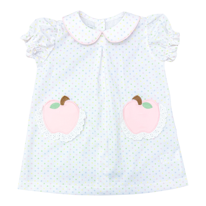 Girl Dress with Pink Apple Applique on front