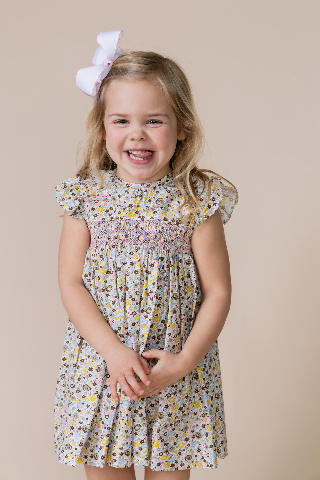 Toddler Girl in Smocked Floral Dress
