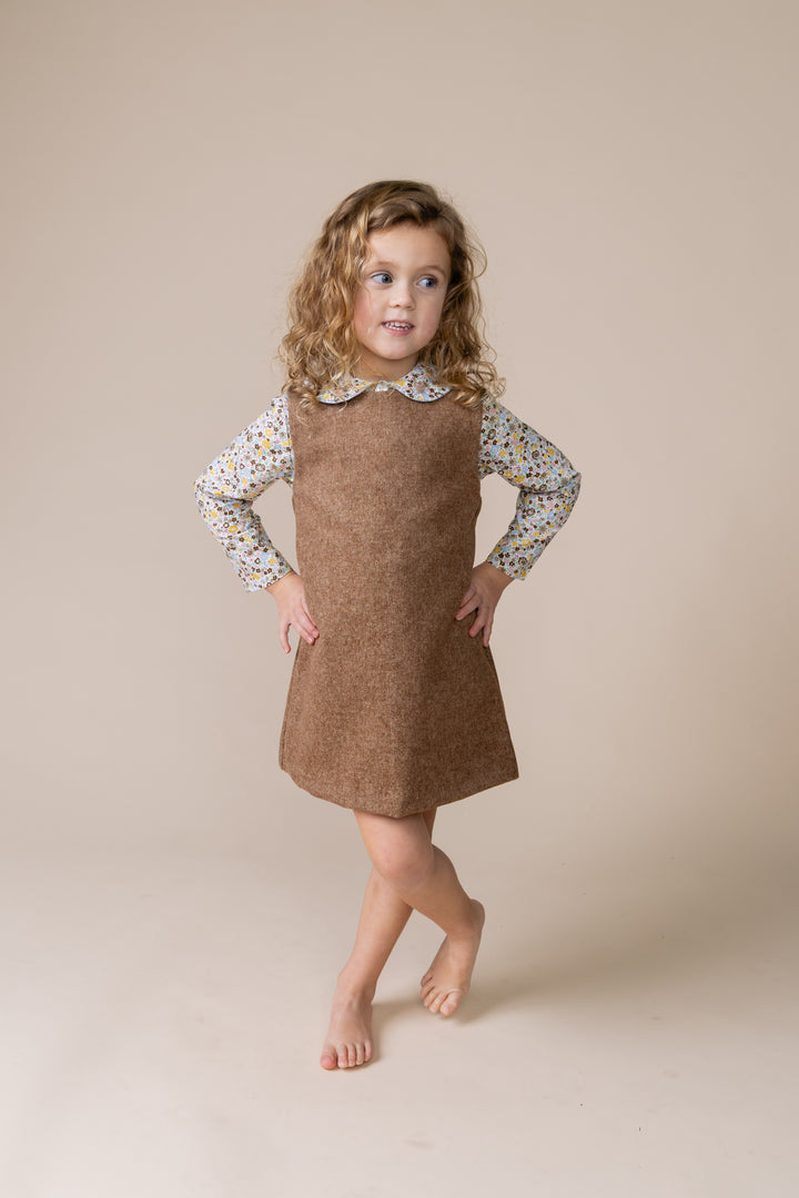 Girl Dressed in Fall jumper dress 