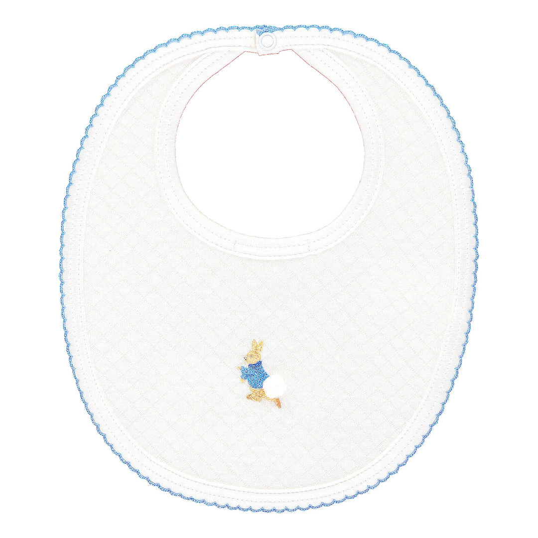White Bib with Peter Rabbit Embroidery