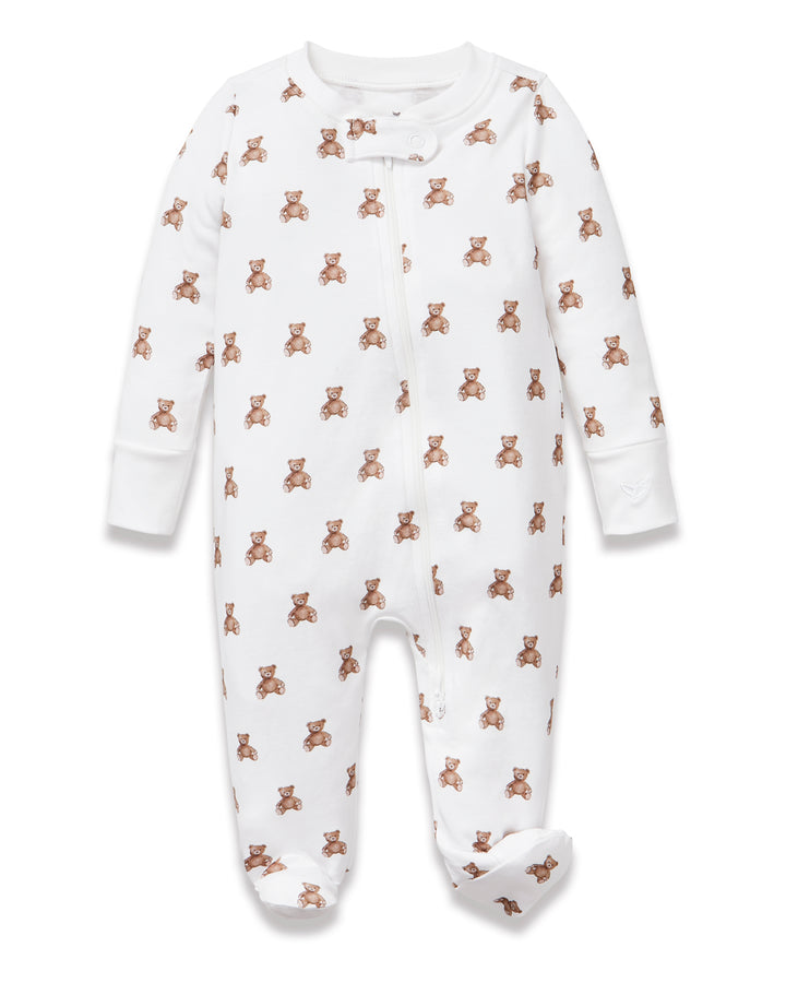 Petite Plume Baby's Pima Romper in Teddy Tales