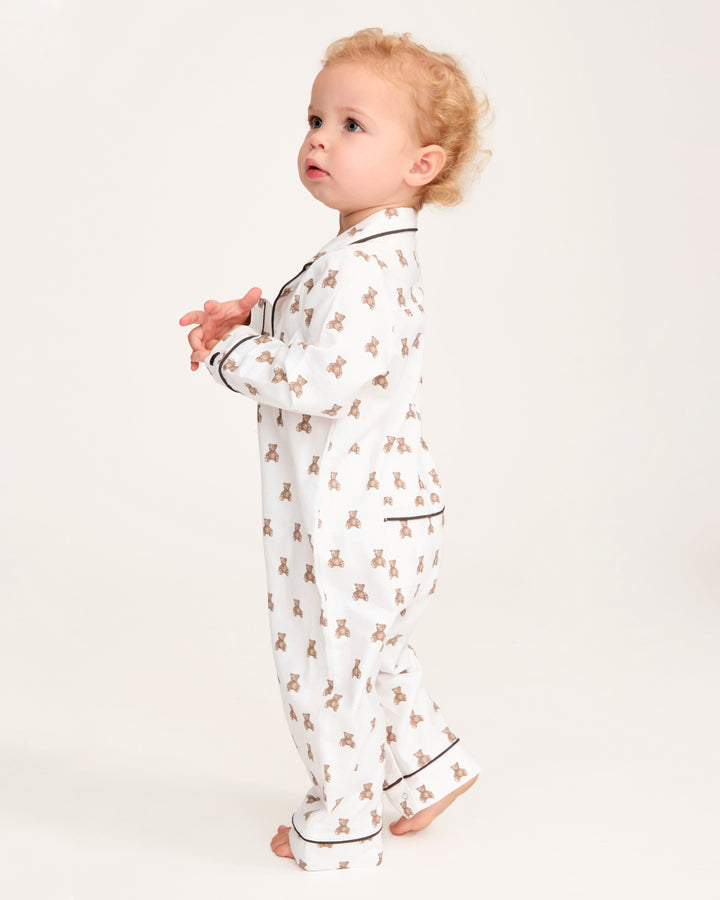 Toddler in teddy bear romper