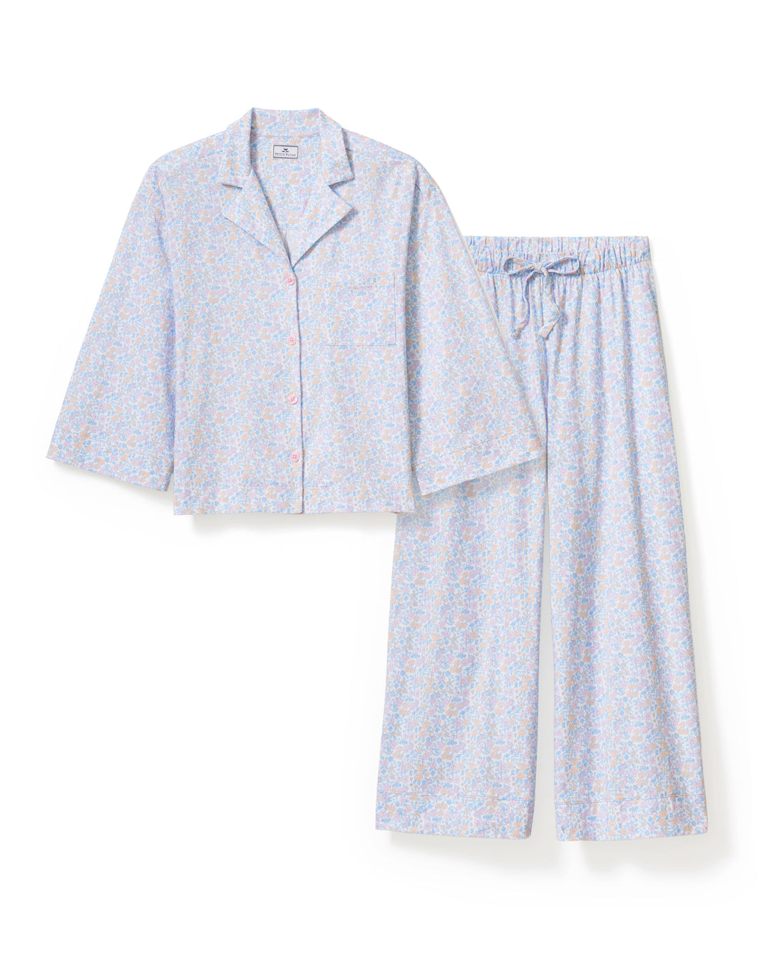 Light blue pajama set with a pattern on a white background