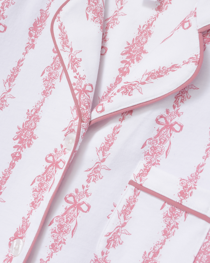 Close up of petite plume pajama set