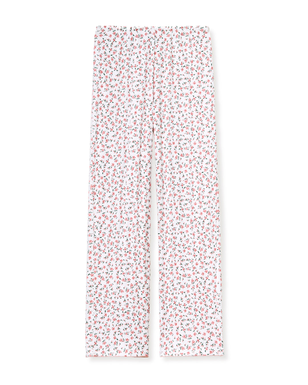 Floral-patterned pants on a white background