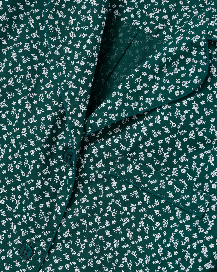 Close up photo of green floral pattern
