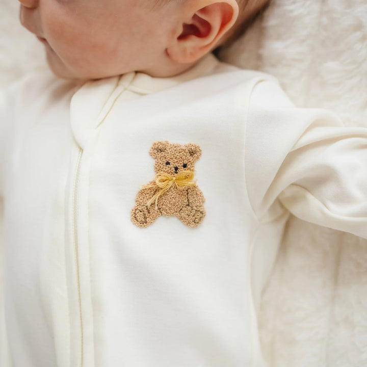 Bear Hugs Zip Footie Ivory