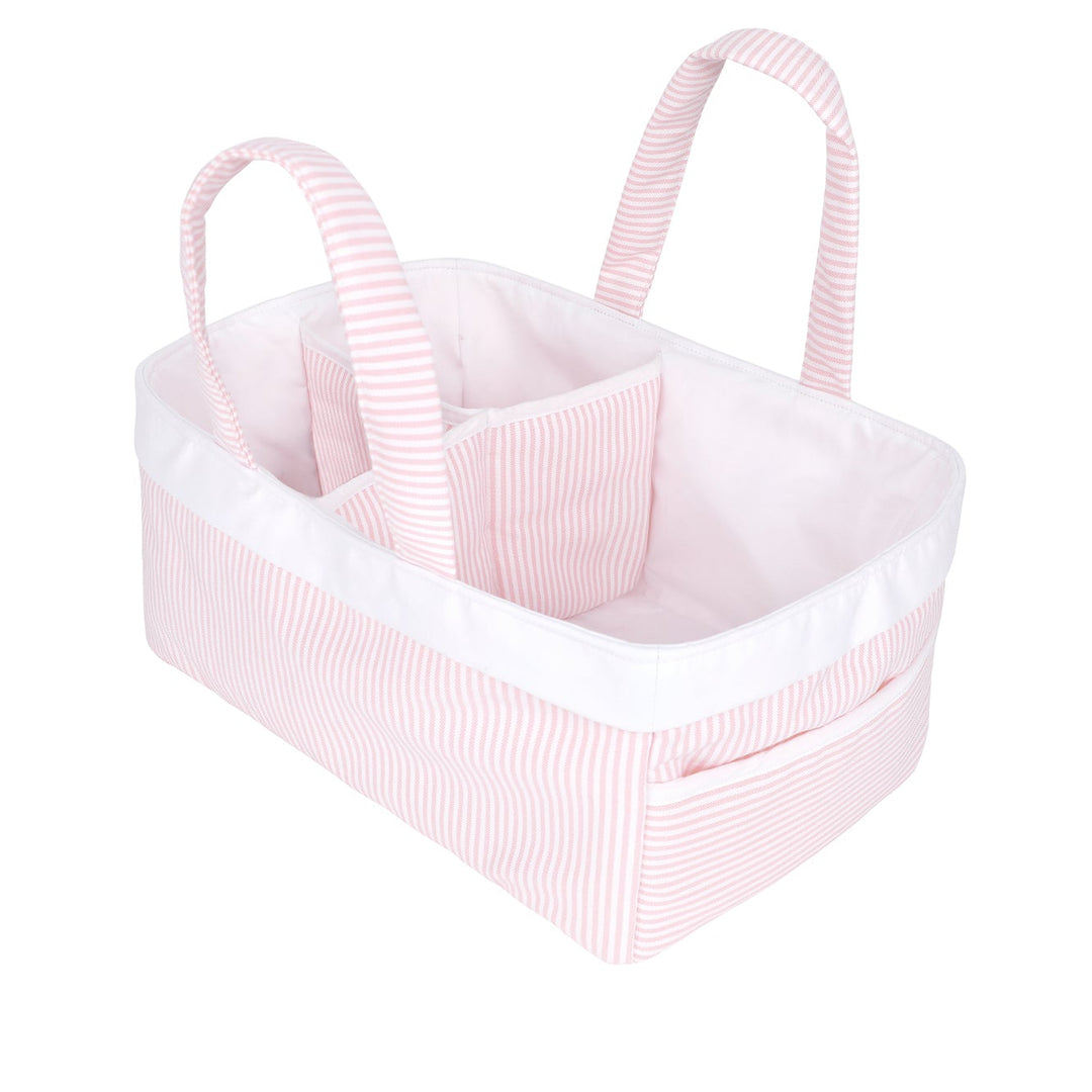 Pink striped diaper caddy